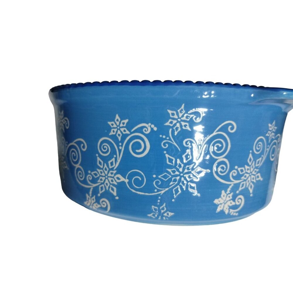 Temp-Taiton's Blue & White Floral Lace Winter 1.75 QT Ceramic Bakeware‎ Dish